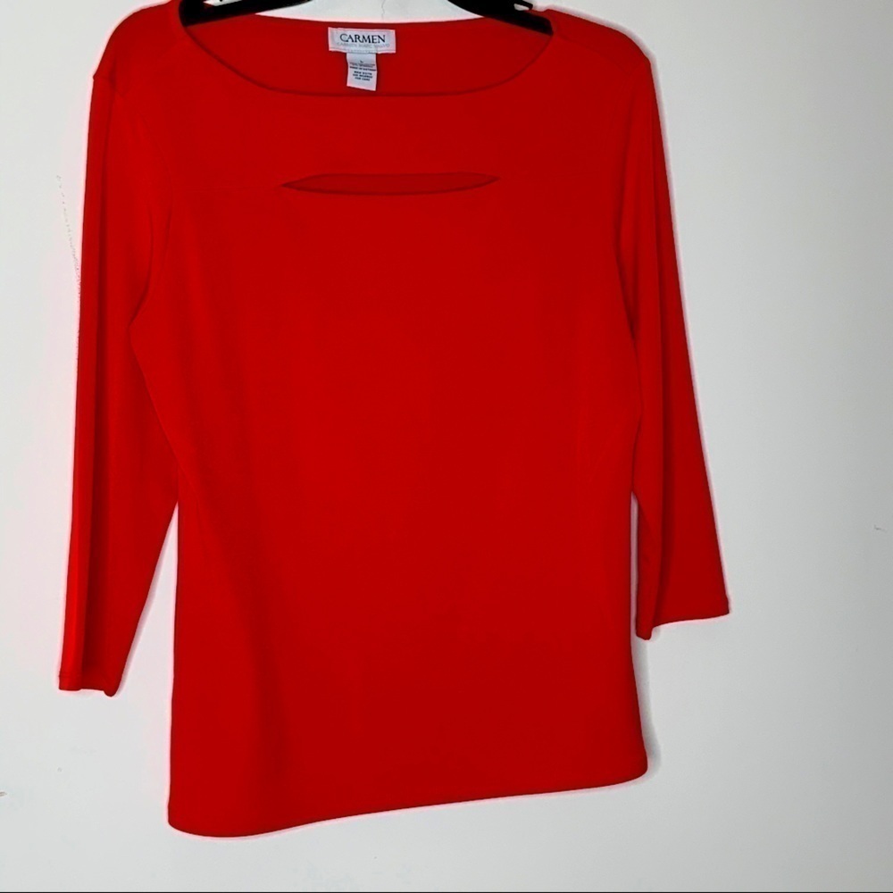 carmen MARC VALVO-red blouse with key hole. Size L